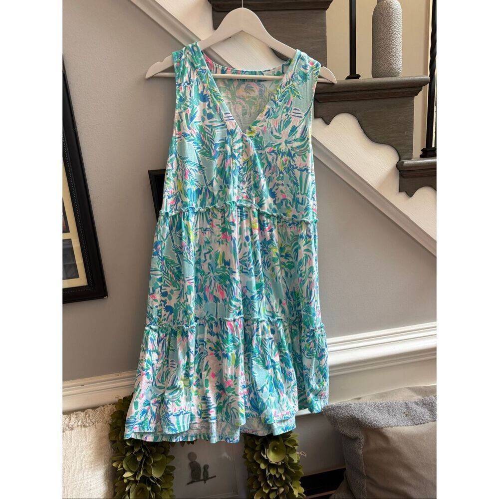 Lilly Pulitzer Lorina Sleeveless Ruffle Tier Sleeveless Swing Dress sz S EUC